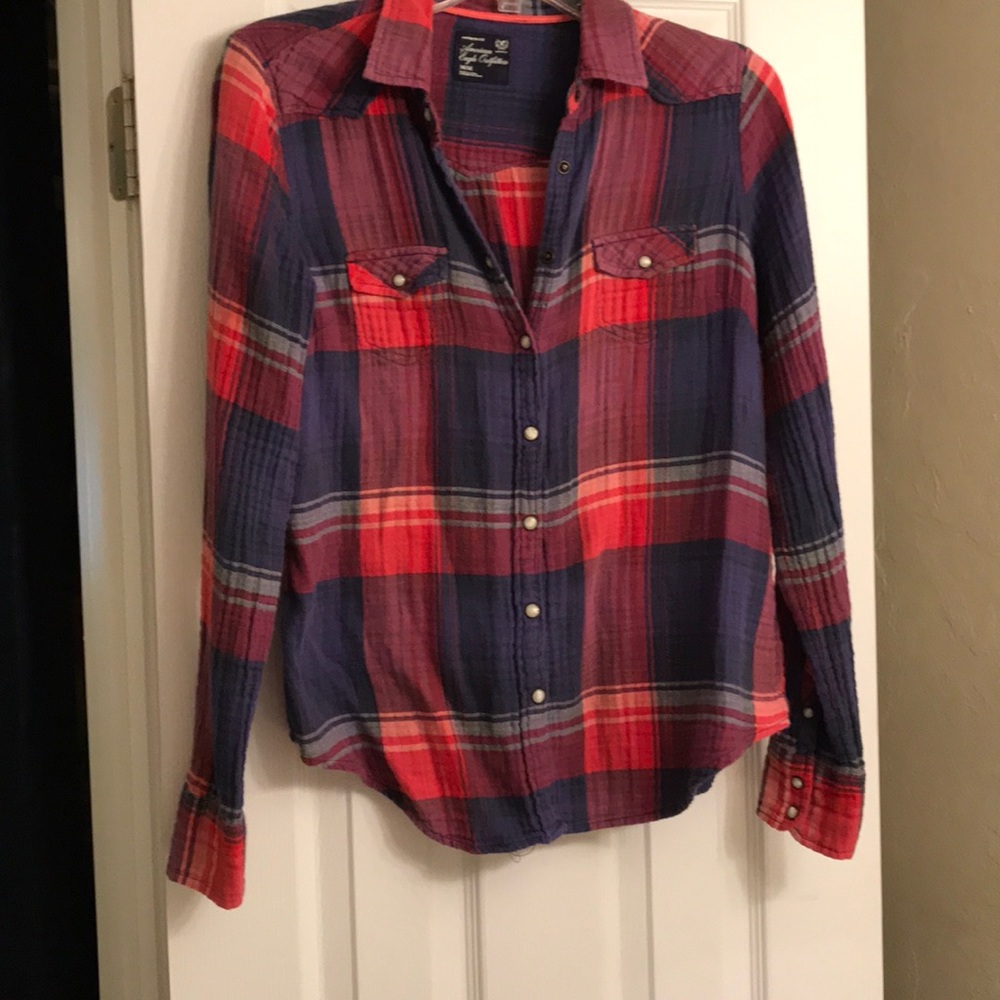 AMERICAN EAGLE Red & blue flannel - MED